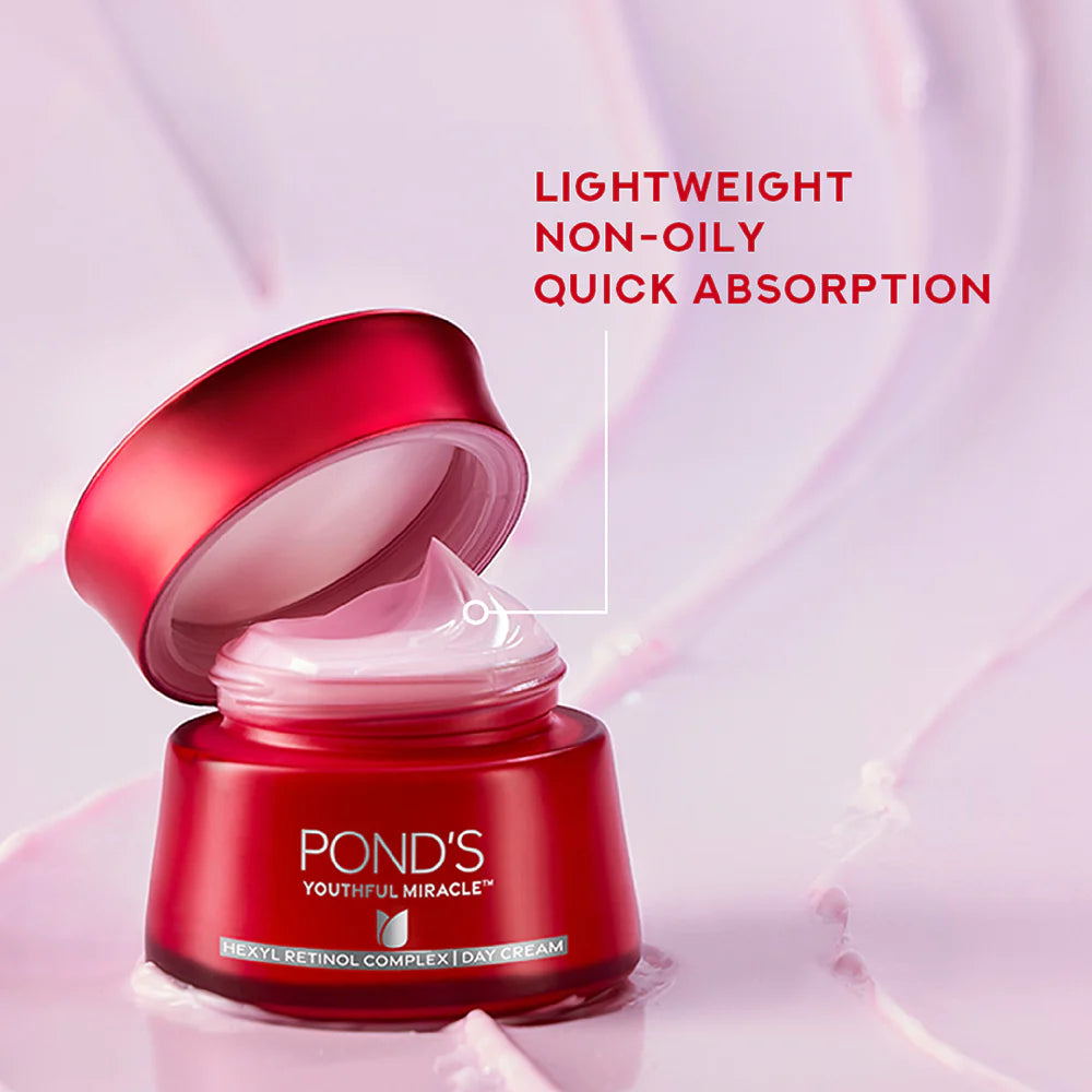 Red jar of Pond's Youthful Miracle cream
