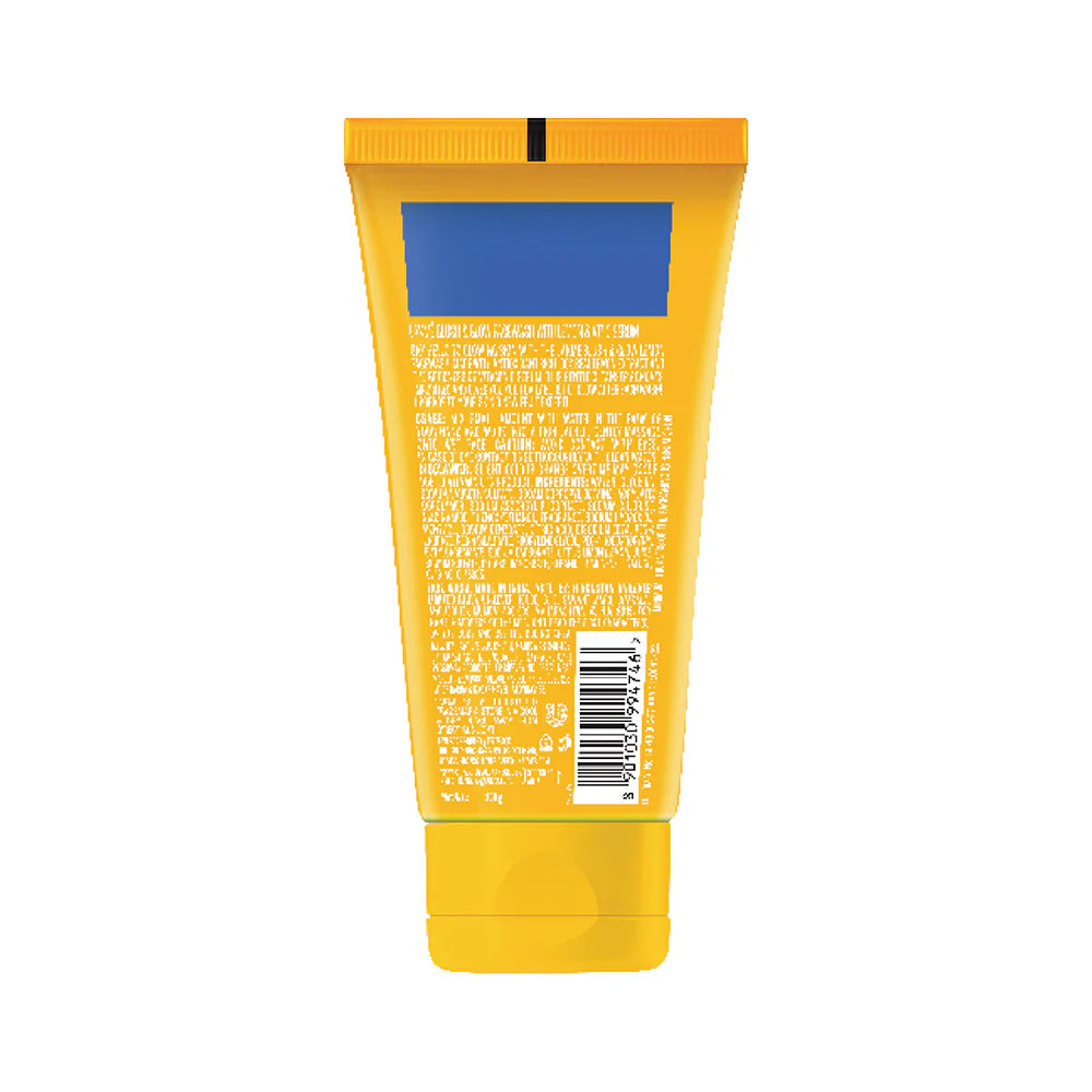 Yellow tube with text and a barcode on a white background