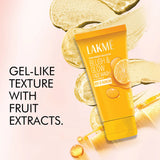 Lakme face wash tube with lemon slices on a light pink background