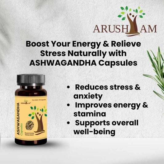 Ashwagandha Capsules – Boosts Energy & Relieves Stress
