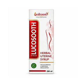 Vedraon Lucosooth Herbal Uterine Syrup packaging on a white background