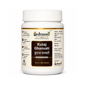 Vedraon Ayurveda Kutaj Ghanvati tablet bottle on a white background