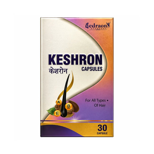 Keshron capsules packaging with Vedraon logo on a white background