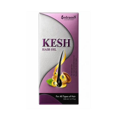 Kesh hair oil packaging with Vedraa logo on a white background