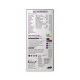Back label of a herbal product with key ingredients and usage instructions on a white background