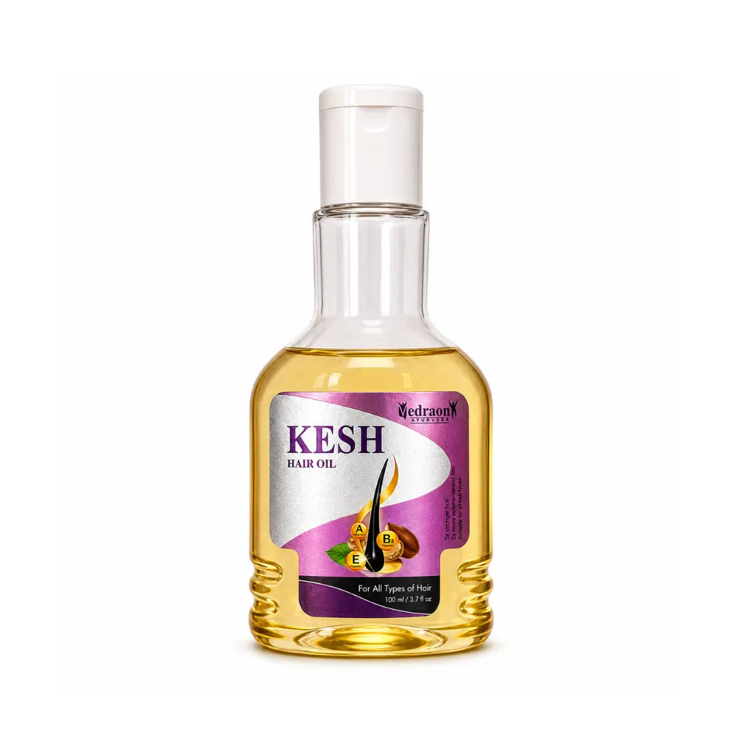 Kesh hair oil bottle on a white background