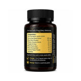 Brown supplement bottle with black cap on a white background