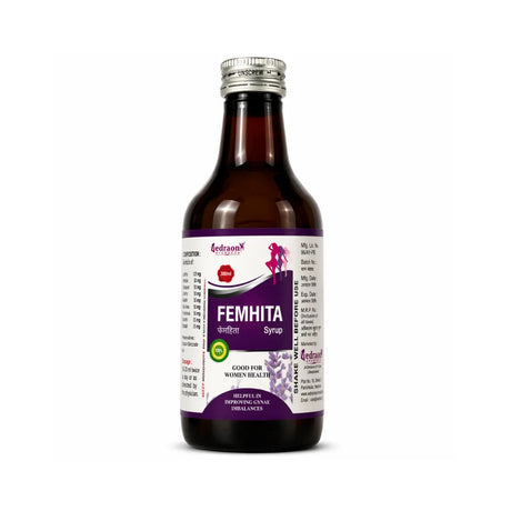 Femhita syrup bottle with label on a white background