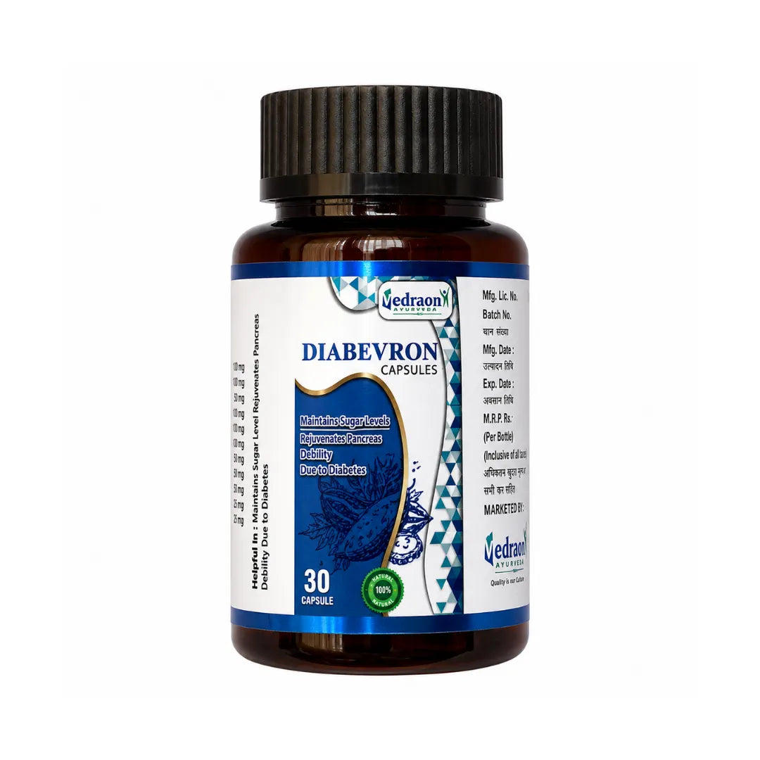 Bottle of Diabevoron capsules with a white background