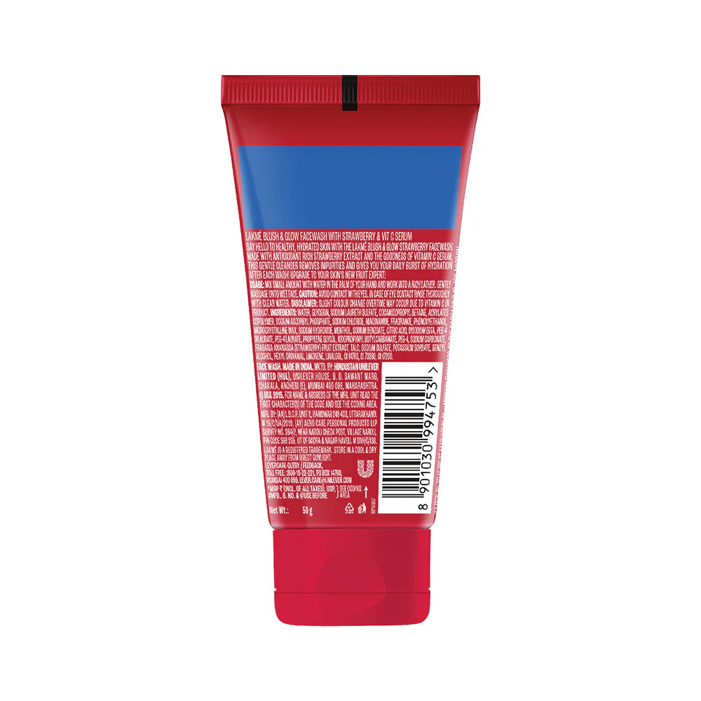 Red and blue tube with text and a barcode on a white background