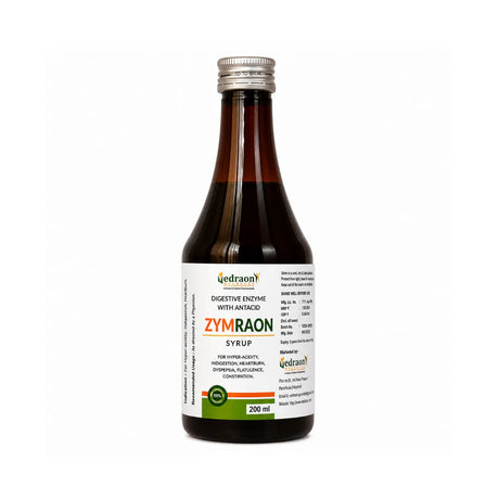 Zymraon syrup bottle with label on a white background
