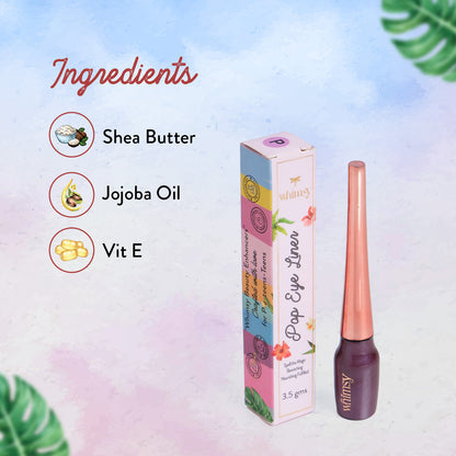 Eye serum with packaging and ingredients listed on a colorful background