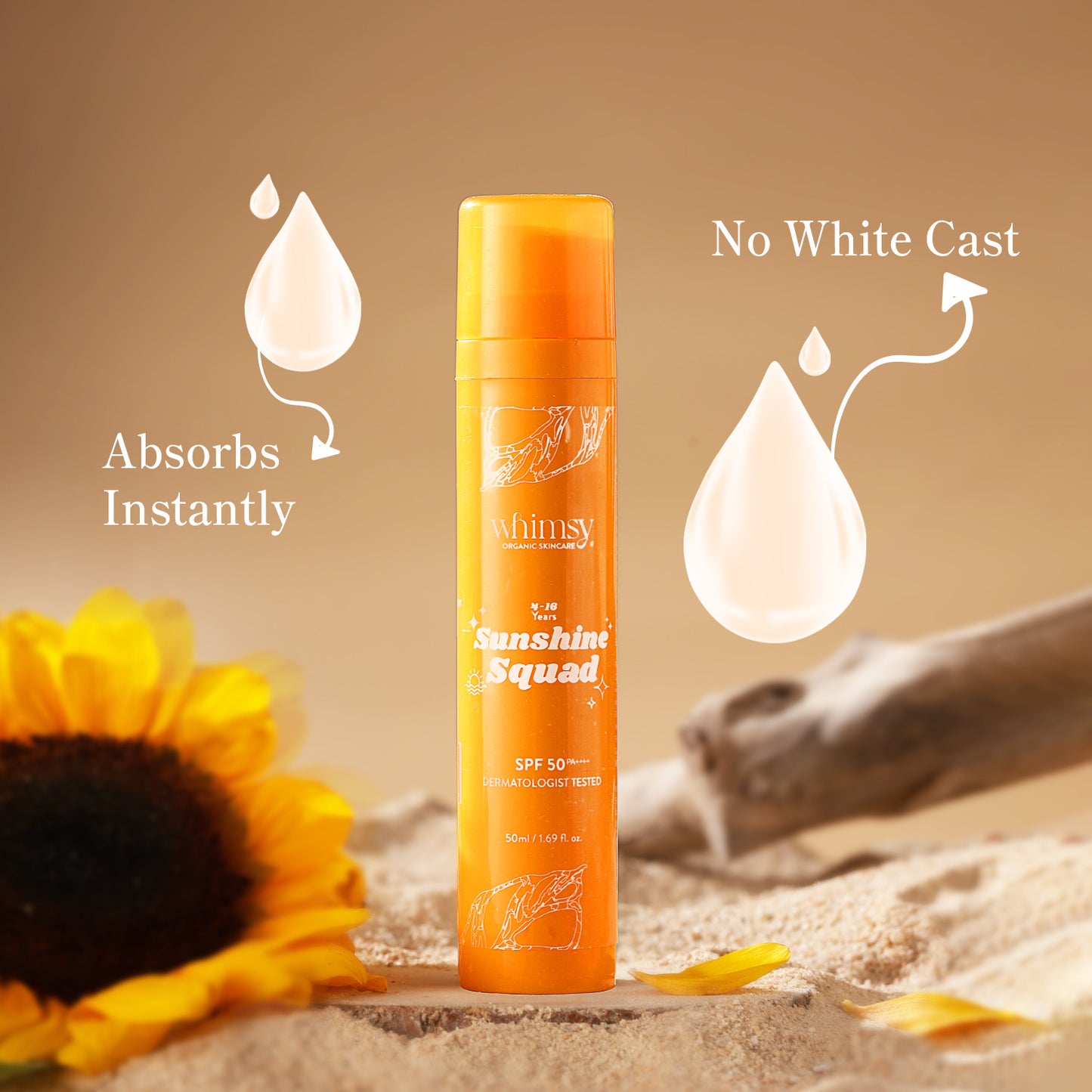 Whimsy Sunshine Squad SPF50+ Sunscreen for Kids & Teens – Organic, Safe & Non-Sticky