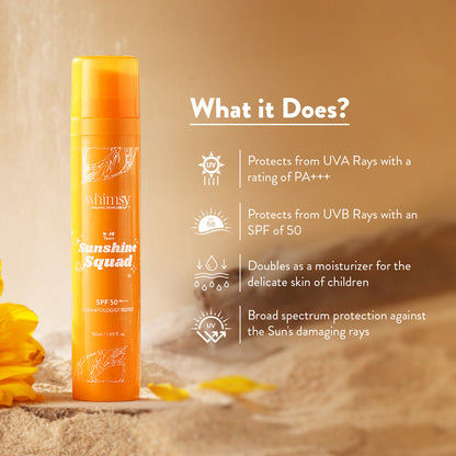 Whimsy Sunshine Squad SPF50+ Sunscreen for Kids & Teens – Organic, Safe & Non-Sticky