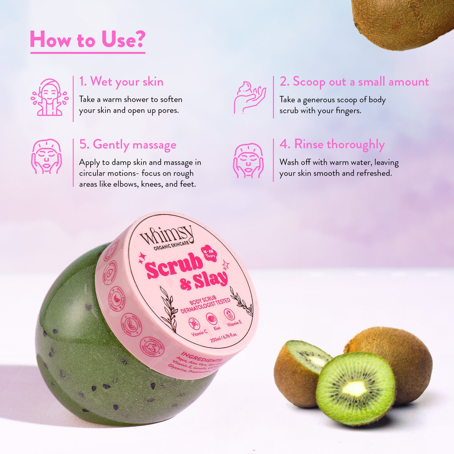 Whimsy Kiwi Body Scrub (4-16 Years)