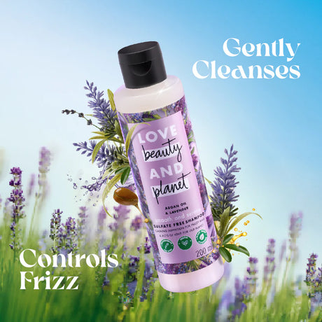 Shampoo bottle with lavender flowers