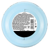 Back of a light blue container with a label showing product details.