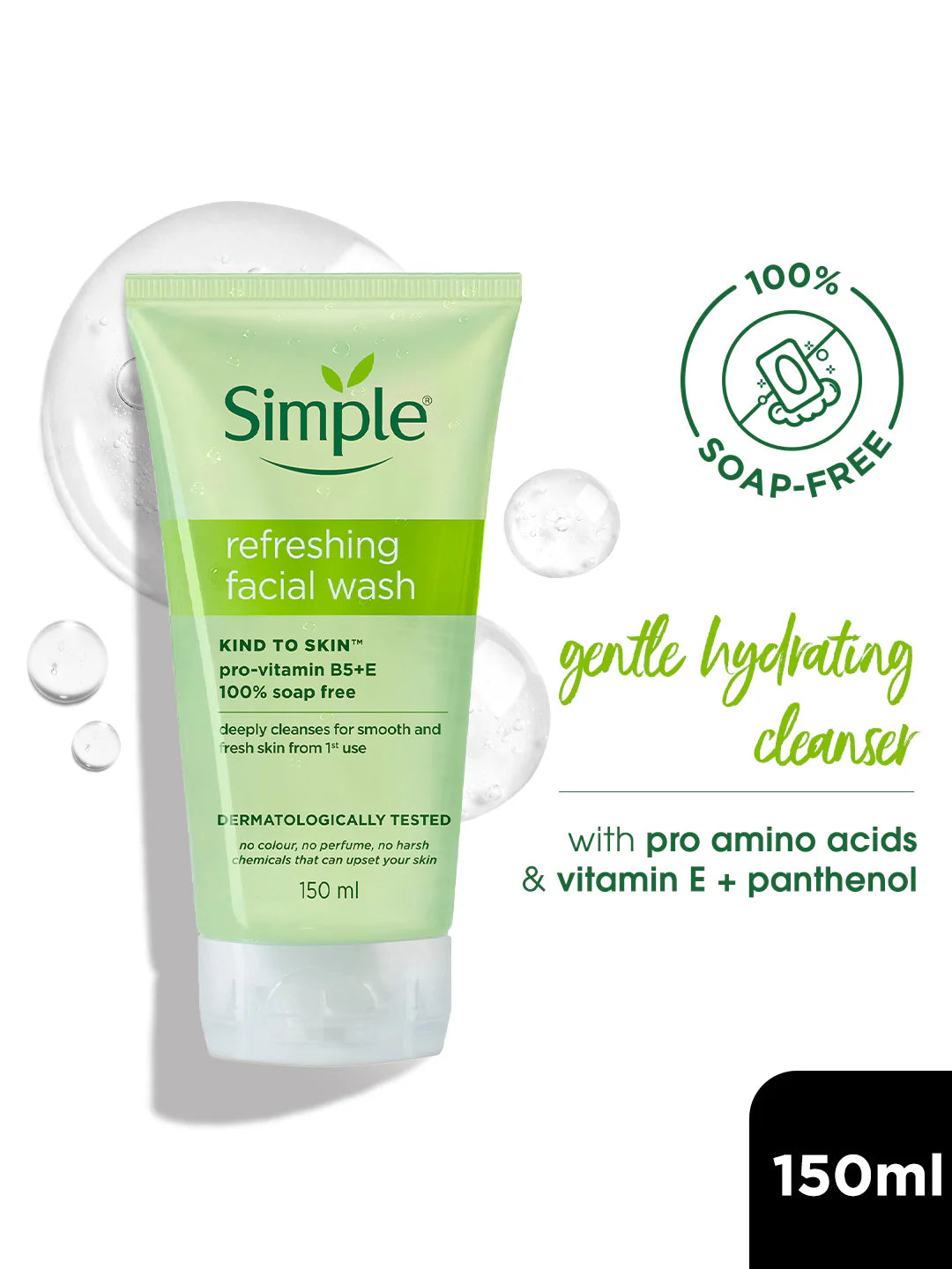 Tube of Simple refreshing facial wash