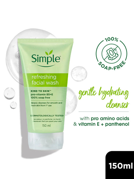 Tube of Simple refreshing facial wash