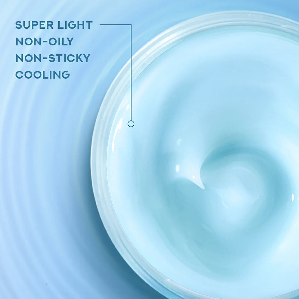 Blue cream swirl with text on a light blue background