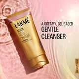 Lakme Dew Drama facial wash tube on a pink background
