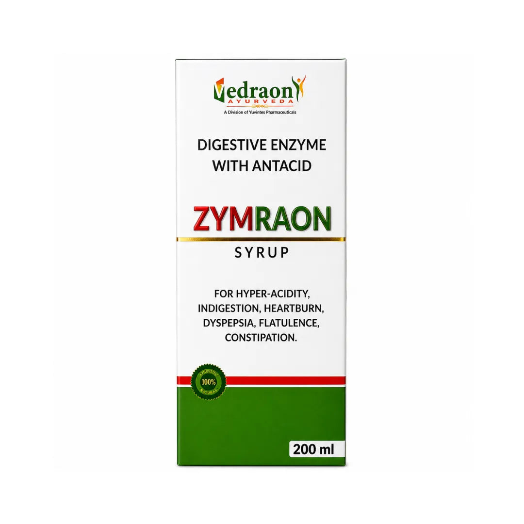 Vedraon Zymraon Syrup packaging for digestive enzyme with antacid