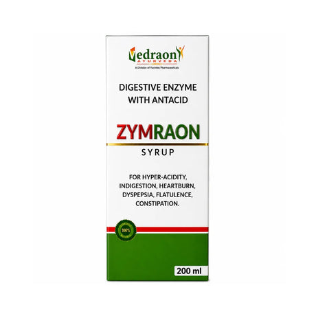 Vedraon Zymraon Syrup packaging for digestive enzyme with antacid