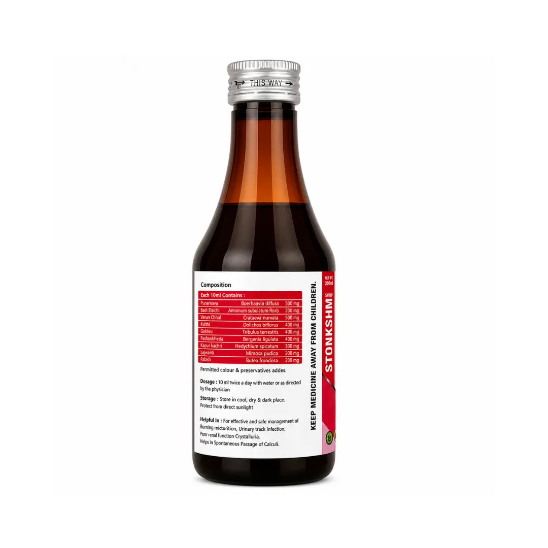 Bottle with a red label on a white background