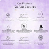 List of ingredients not contained in products on a purple background