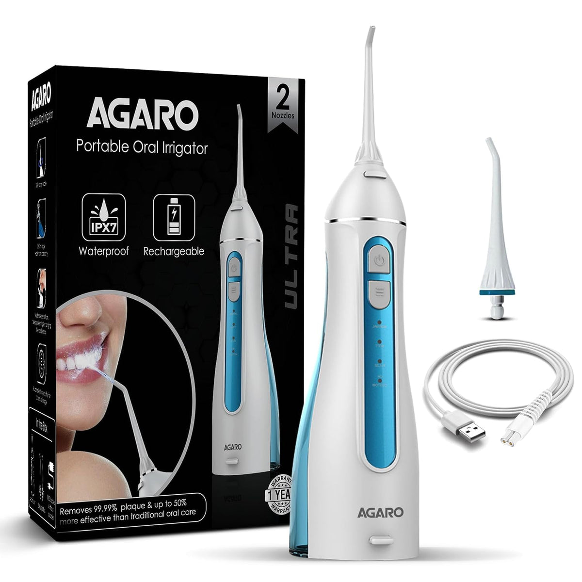 Ultra Flosser 200 White | Rechargeable Cordless Oral Irrigator