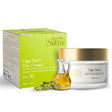 Ojas Sutra Day Cream with packaging and oil on a white background