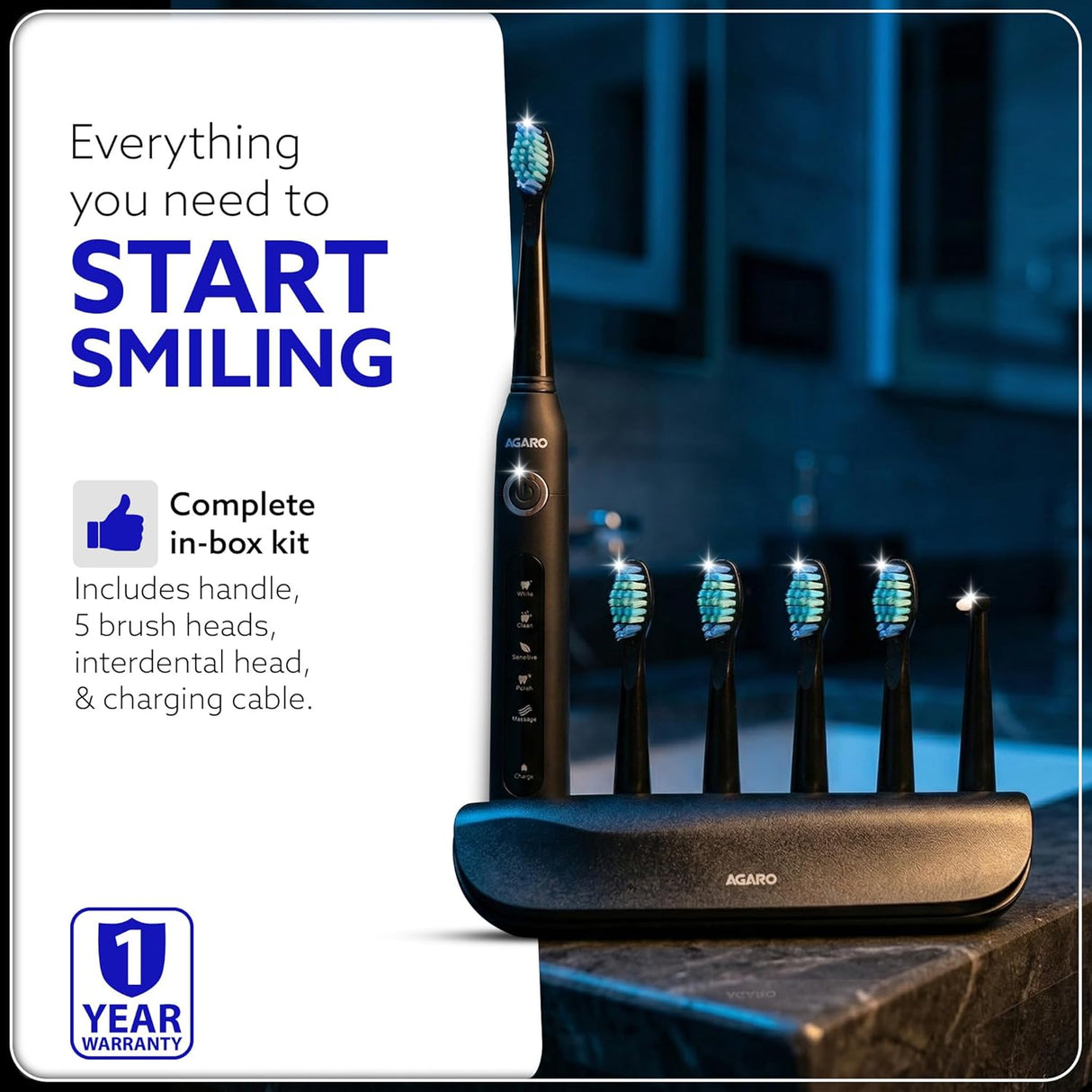 Cosmic Plus Sonic Tooth Brush | Rechargeable Sonic Electric Toothbrush Kit