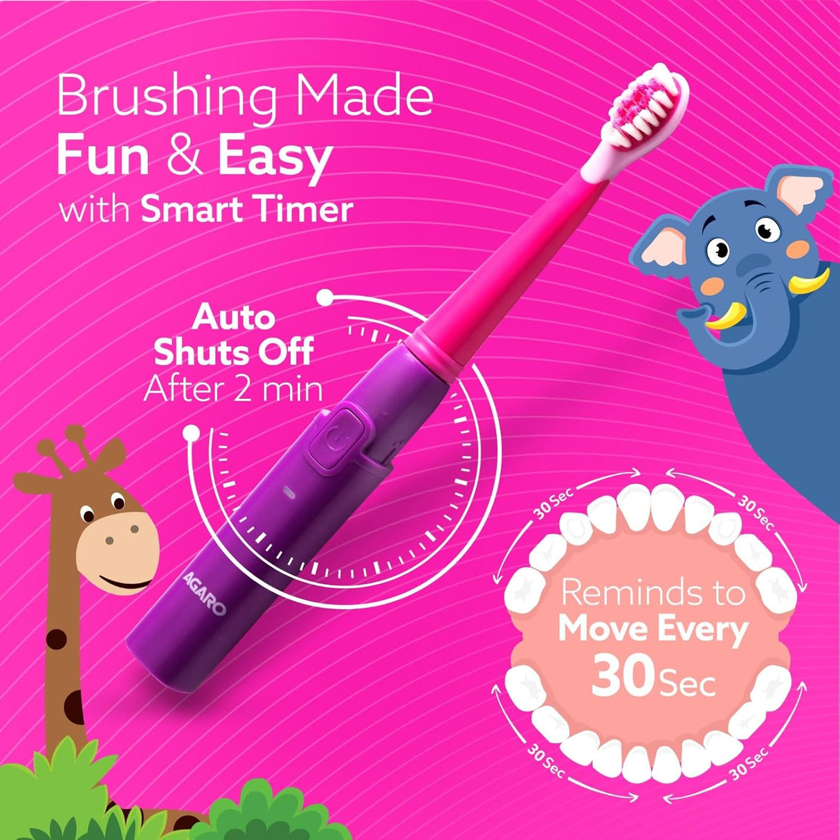 Rex Sonic Kids Tooth Brush | Rechargeable Sonic Electric Toothbrush for Kids
