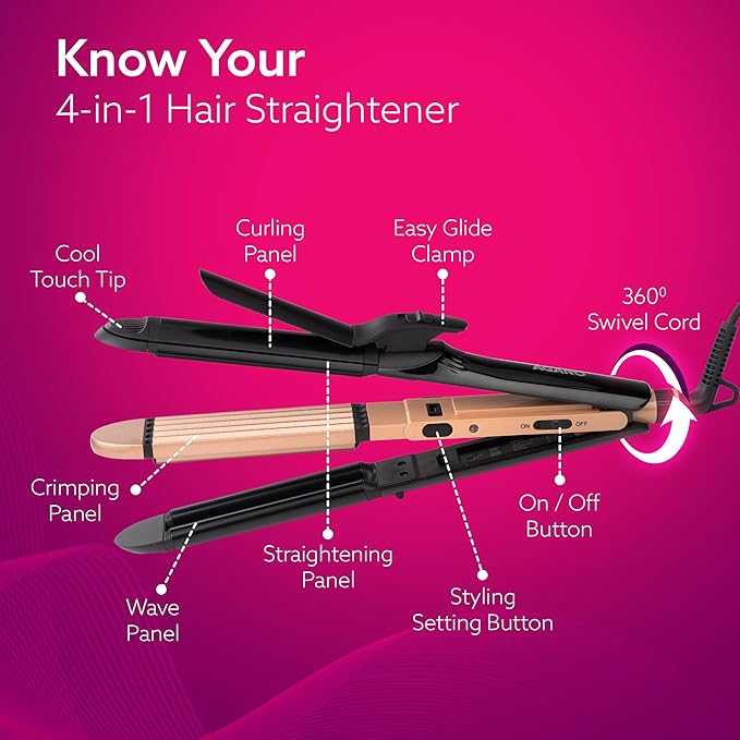 4-in-1 Hair Straightener HS1719 | Multi Styling Hair Tool