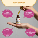 Instructions on how to use Netro Sutra Nabhi Oil with a dropper and bottle.
