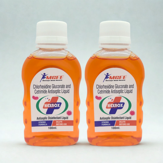 HEXNOX – Chlorhexidine Gluconate & Cetrimide Antiseptic Disinfectant Liquid – 100 ml & 1 Ltr