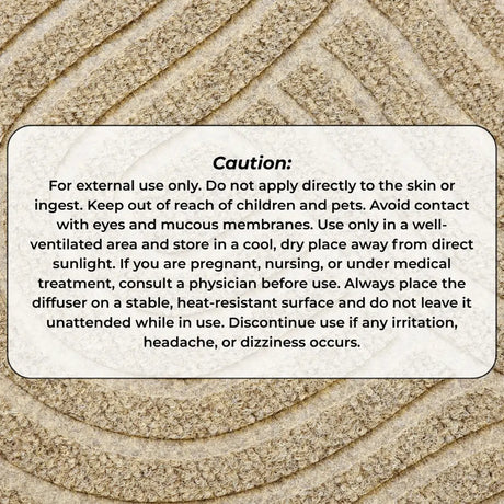 Caution label on a textured beige background