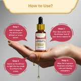 Hand holding a bottle of diffuser oil with step-by-step instructions on how to use it.