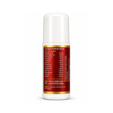 Roll-on bottle with a red label on a white background