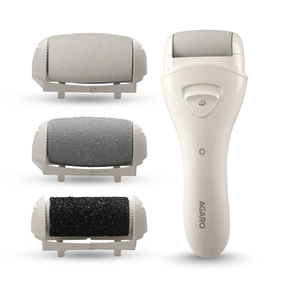Electric epilator with interchangeable heads on a white background