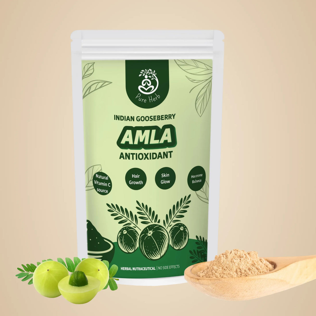 Pure Herb Organic Amla Powder – 100% Pure Indian Gooseberry for Hair, Skin Care & Immunity Support– 100g