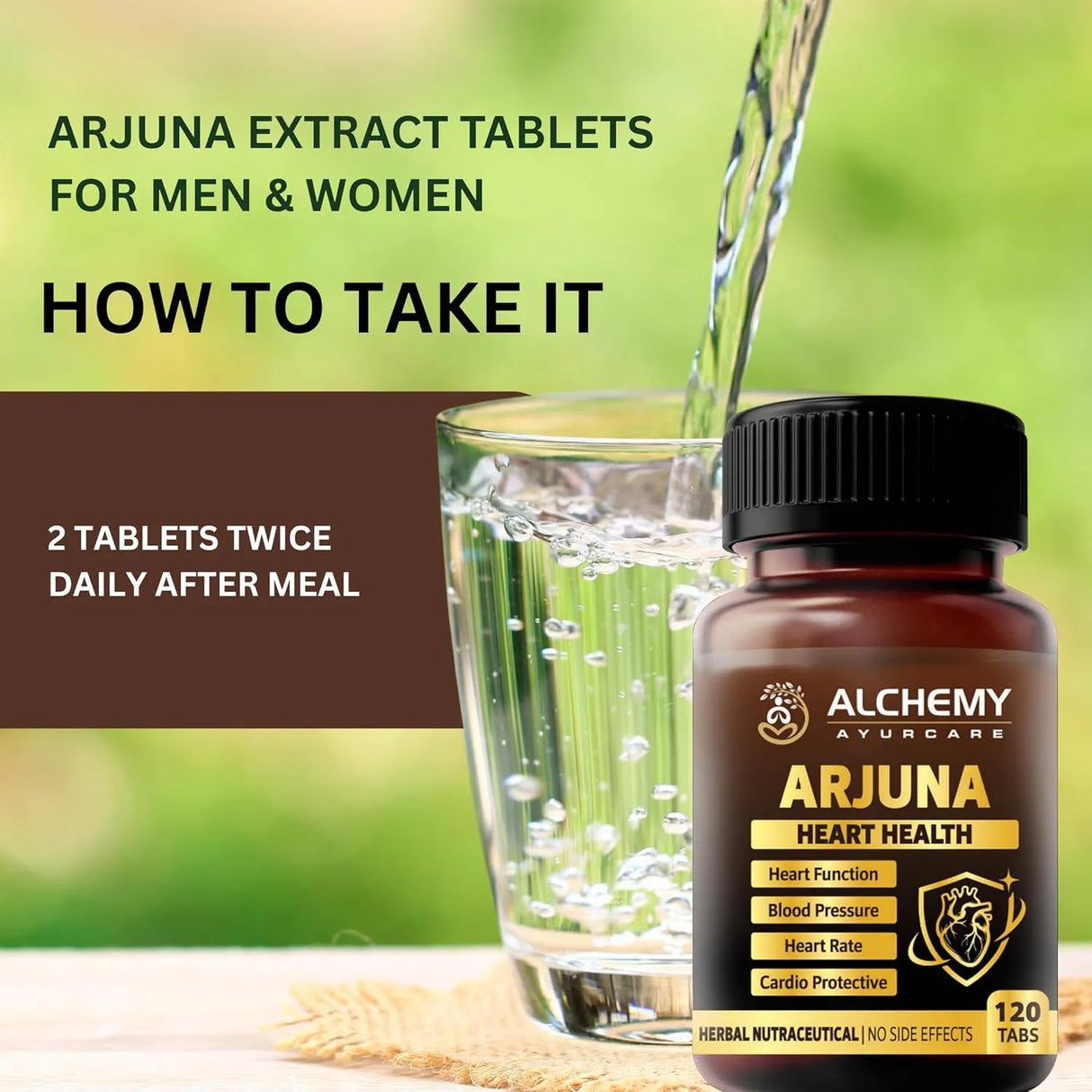 Arjuna Extract Tablets by Alchemy Ayurcare – 700mg Per Serving | Premium Heart Health Supplement | Herbal Cardiovascular Support | Terminalia Arjuna | 120 Vegan Tablets | Non-GMO