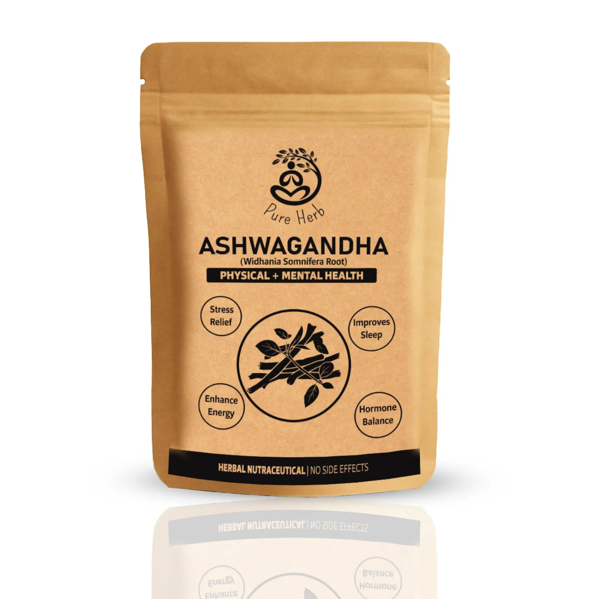 Pure Herb Premium Ashwagandha Powder with Natural Taste Booster Sachet – Withania Somnifera Root – Natural Stress Relief, Energy & Vitality Support – Ayurvedic Herbal Supplement