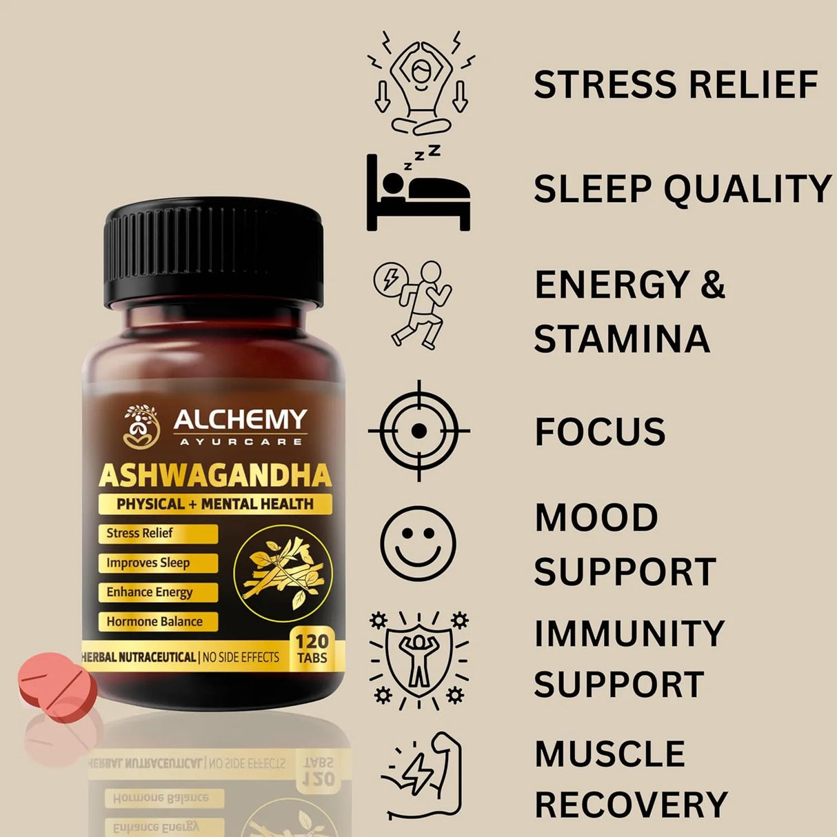 Ashwagandha Extract Tablets 1000mg with Black Pepper | Stress, Sleep & Energy Support