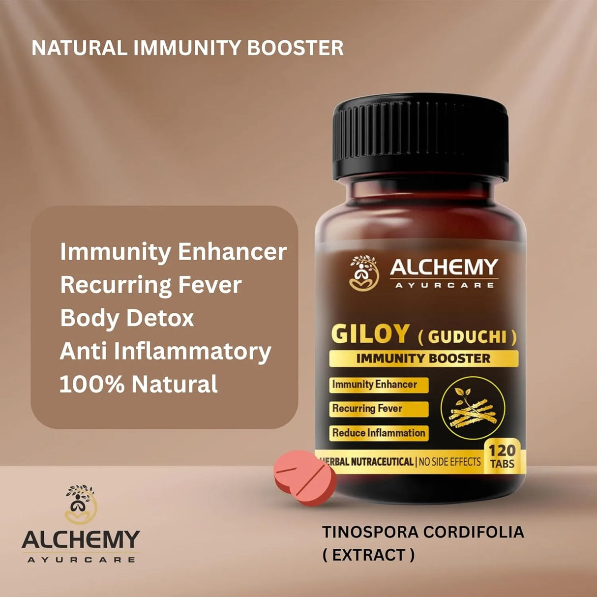 Giloy Extract Tablets | Immunity & Wellness Support – 120 Vegan Tablets