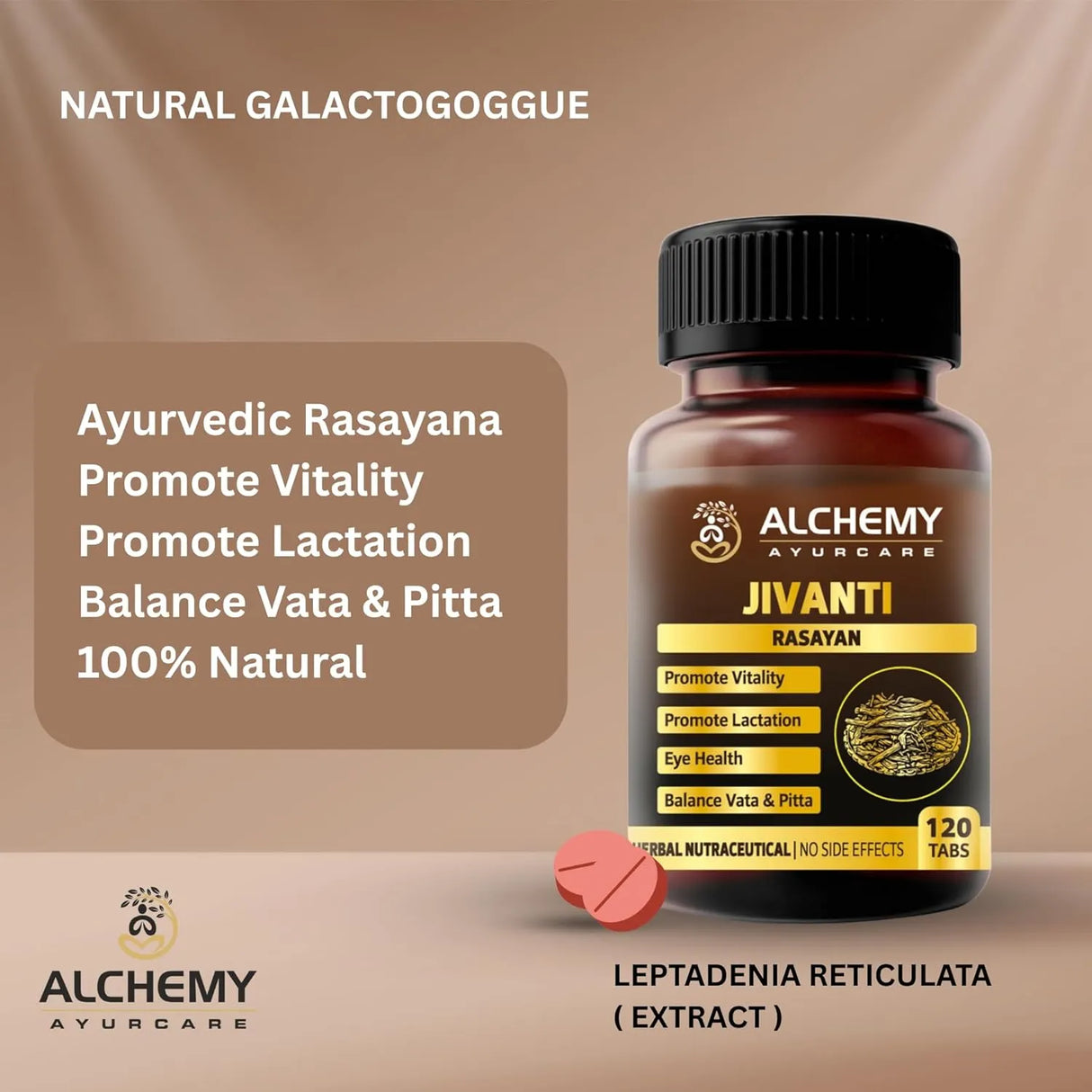 Jivanti Tablets for Energy, Vitality & Wellness | Leptadenia Reticulata Extract | 120 Vegan Tablets