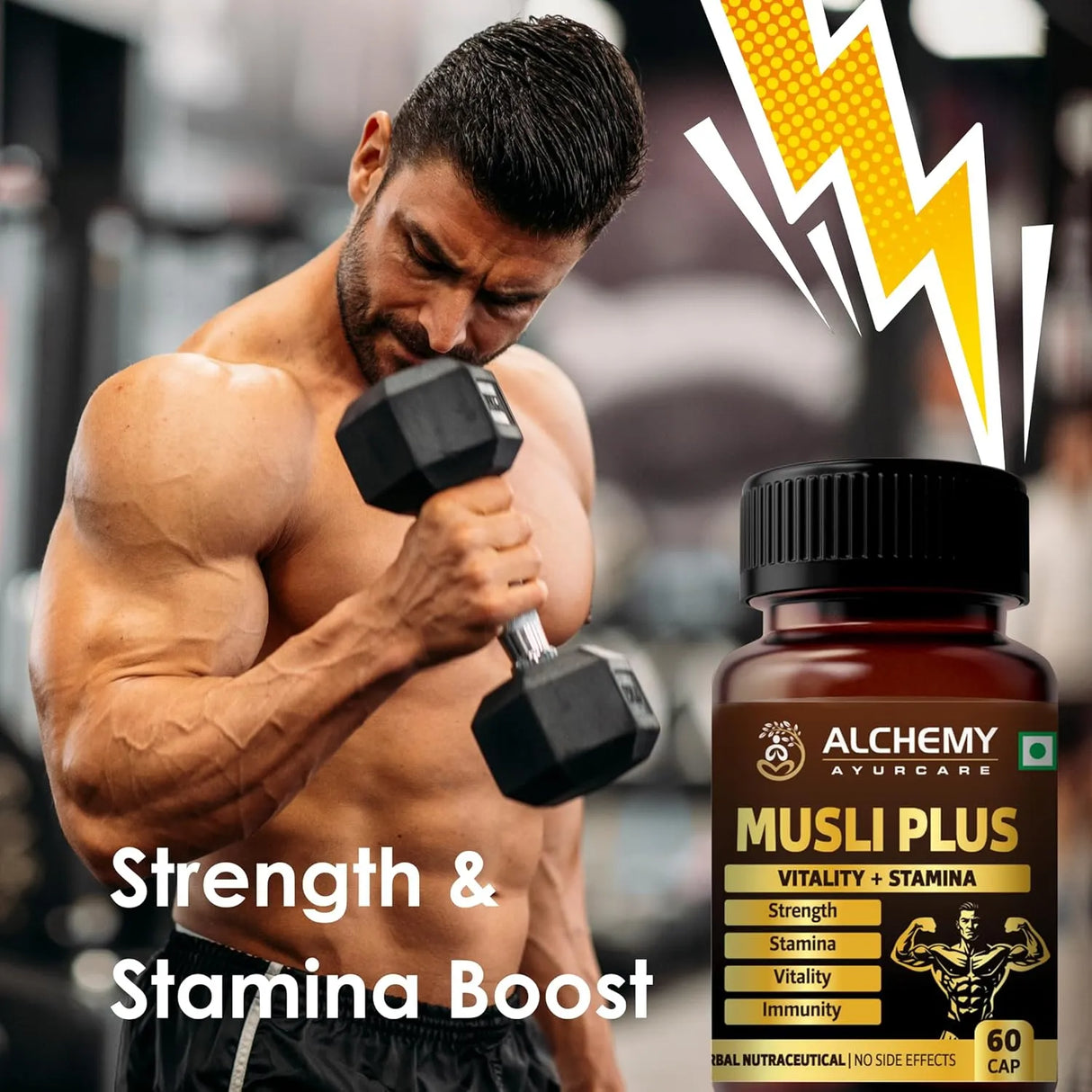 Musli Plus Capsules for Strength, Energy & Vitality | Ayurvedic Herbal Formula | Men & Women