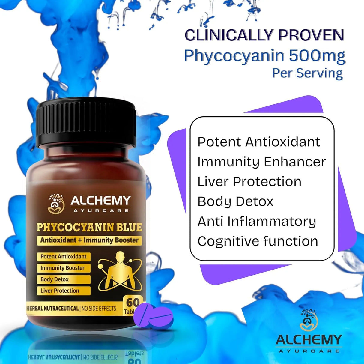 Blue Spirulina Phycocyanin Tablets | Liver Detox & Antioxidant Support