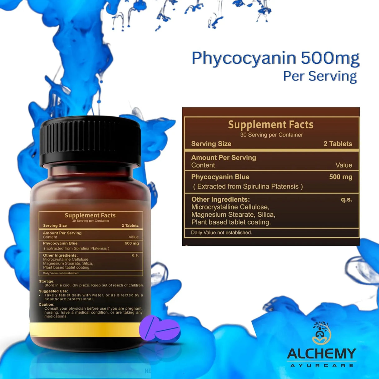 Blue Spirulina Phycocyanin Tablets | Liver Detox & Antioxidant Support