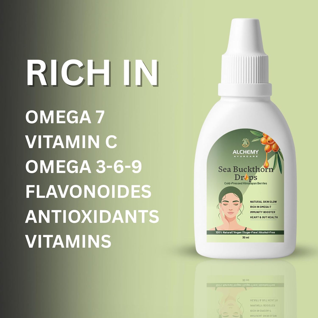 Sea Buckthorn Drops | Omega 7, Skin Glow & Immunity Support – 30ml